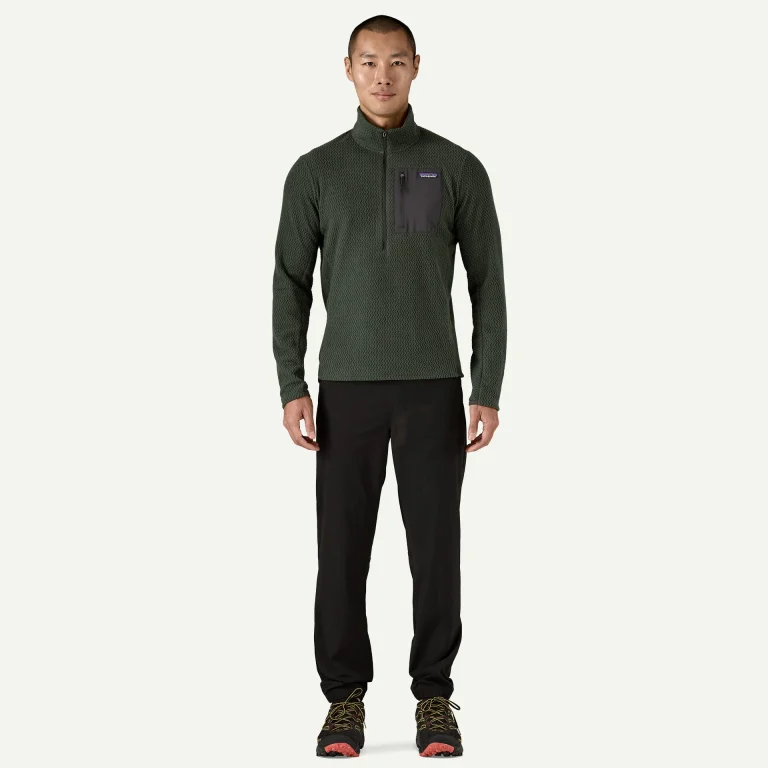 Patagonia R1 Air Fleece Zip-Neck – polar leve e respirável para caminhadas, desporto e uso diário.