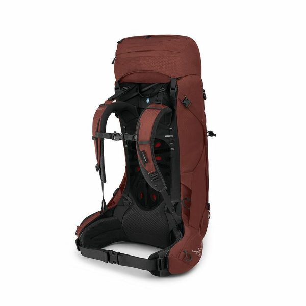 Mochila de trekking Osprey Aether com painel traseiro AirScape e cinto e alças Custom Fit-on-the-Fly.