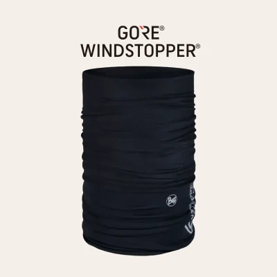 Buff Neckwear à prova de vento com Gore-Tex Windstopper – cachecol multifuncional preto para atividades ao ar livre, corrida e trekking.