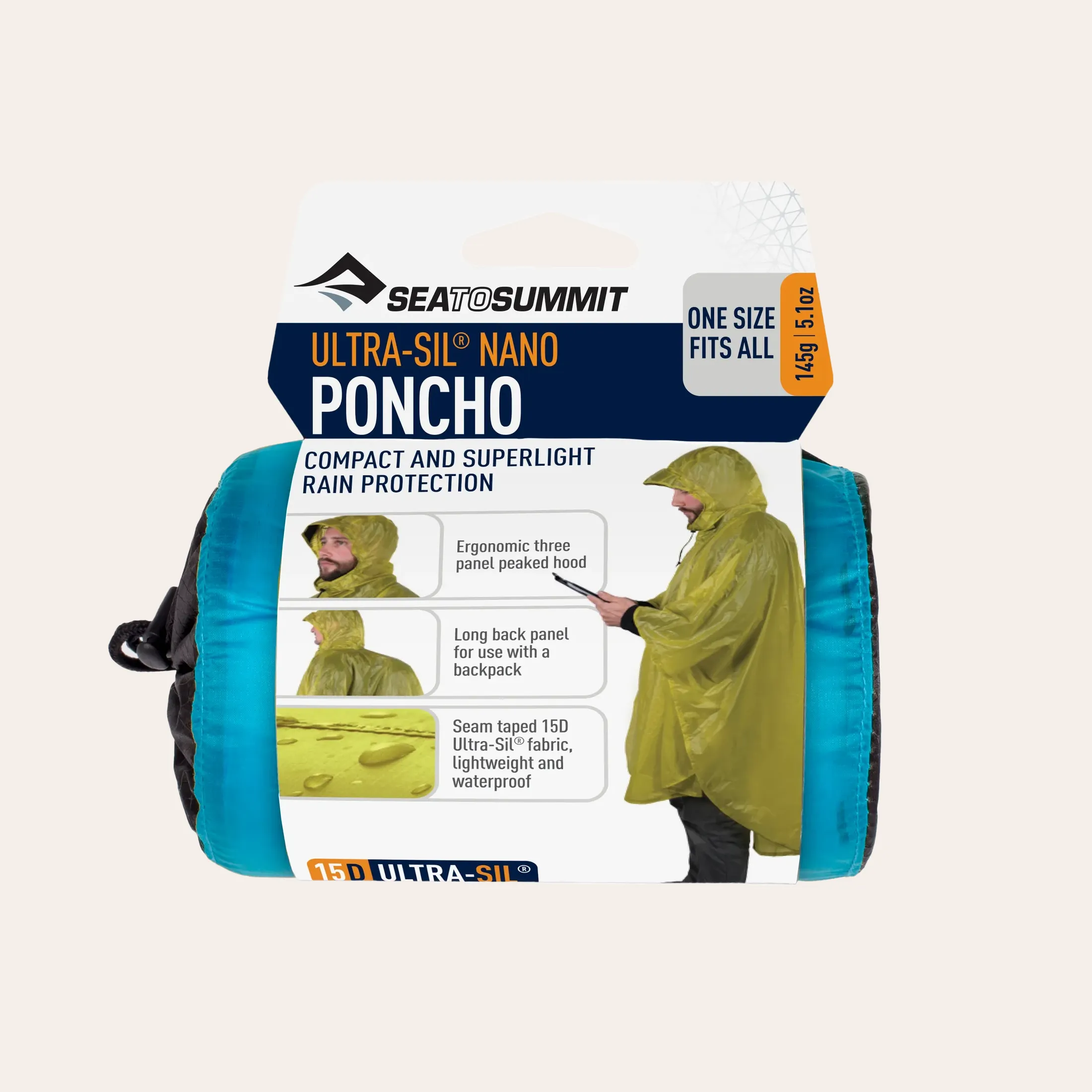 Poncho Sea to Summit Ultra-Sil Nano – poncho ultraleve com proteção para mochila Poncho ultraleve Sea to Summit Ultra-Sil Nano para caminhadas e trekking na chuva