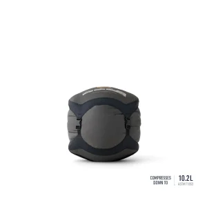 Saco-cama sintético Sea to Summit Boab -1 com formato tapered-rectangular, isolamento Revive Loft e materiais reciclados.