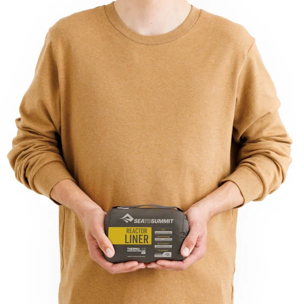 Liner Sea to Summit Reactor para aumentar o calor do saco-cama com Thermolite Pro e EcoMade.