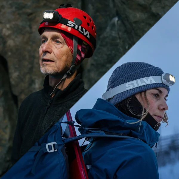 Lanterna frontal Silva Seek 420 com 420 lúmenes, tecnologia híbrida e modo de luz vermelha para atividades ao ar livre, trekking e campismo.