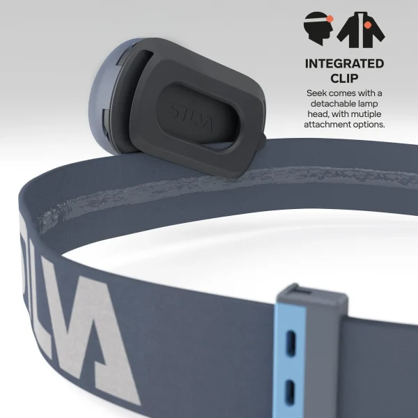 Lanterna frontal Silva Seek 420 com 420 lúmenes, tecnologia híbrida e modo de luz vermelha para atividades ao ar livre, trekking e campismo.