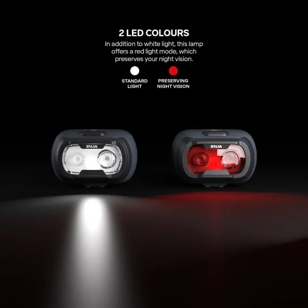 Lanterna frontal Silva Seek 420 com 420 lúmenes, tecnologia híbrida e modo de luz vermelha para atividades ao ar livre, trekking e campismo.