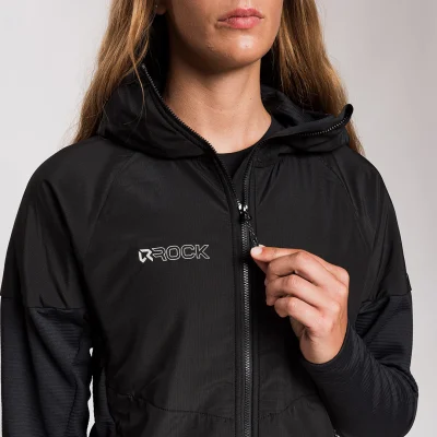 Rock Experience South Face Hoodie Hybrid Jacket technical hybrid jacket in recycled grid fleece and ripstop for hiking and mountaineering