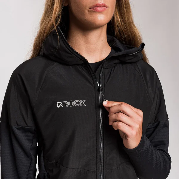 Rock Experience South Face Hoodie Hybrid Jacket jaqueta técnica híbrida em fleece grid reciclado e ripstop para caminhada e montanhismo