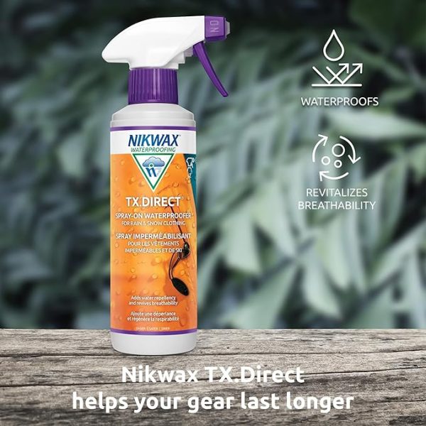 Nikwax TX.Direct Spray-On impregnação impermeabilizante para vestuário impermeável e respirável outdoor