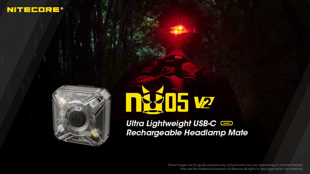 Nitecore NU05 V2 luz LED ultraleve sinalização outdoor USB-C recarregável