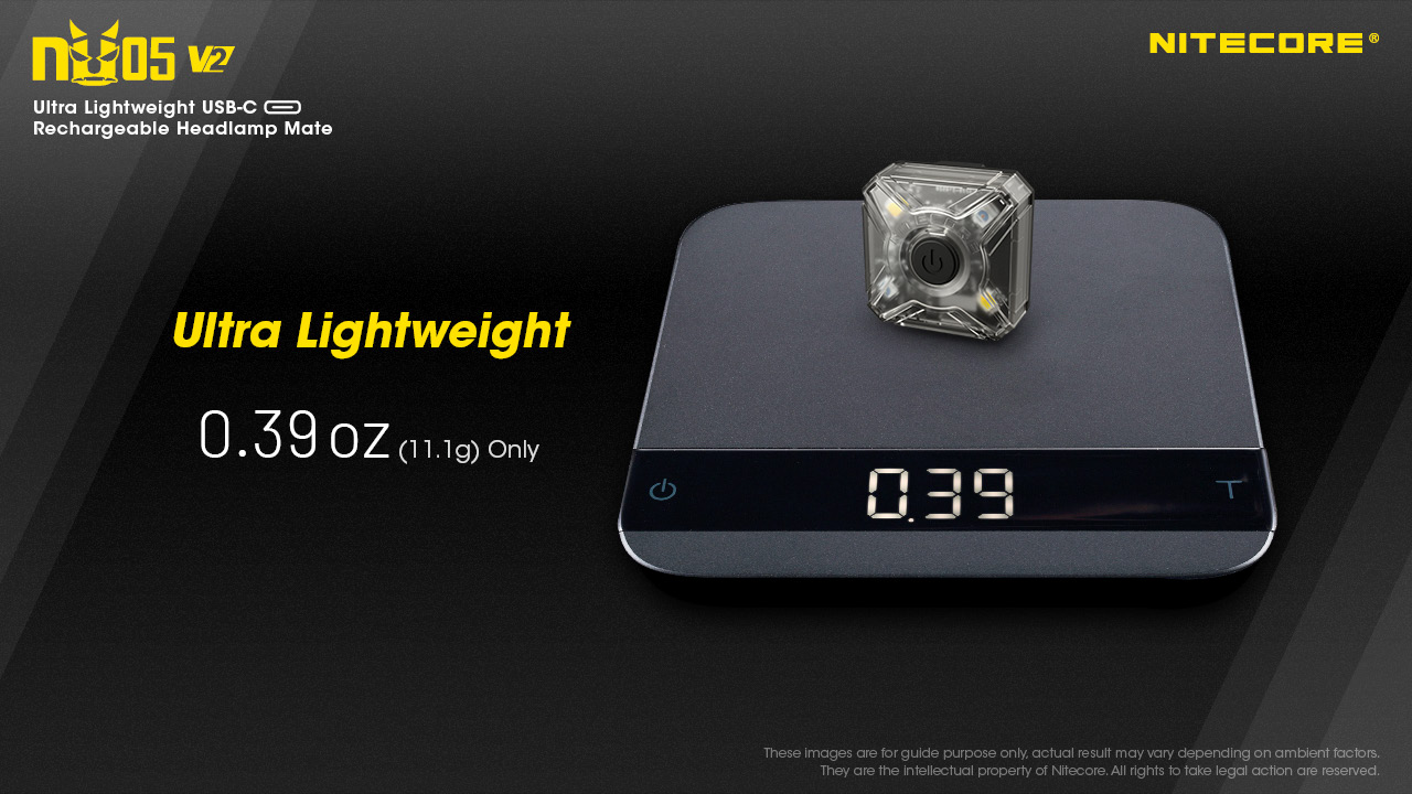 Nitecore NU05 V2 luz LED ultraleve sinalização outdoor USB-C recarregável