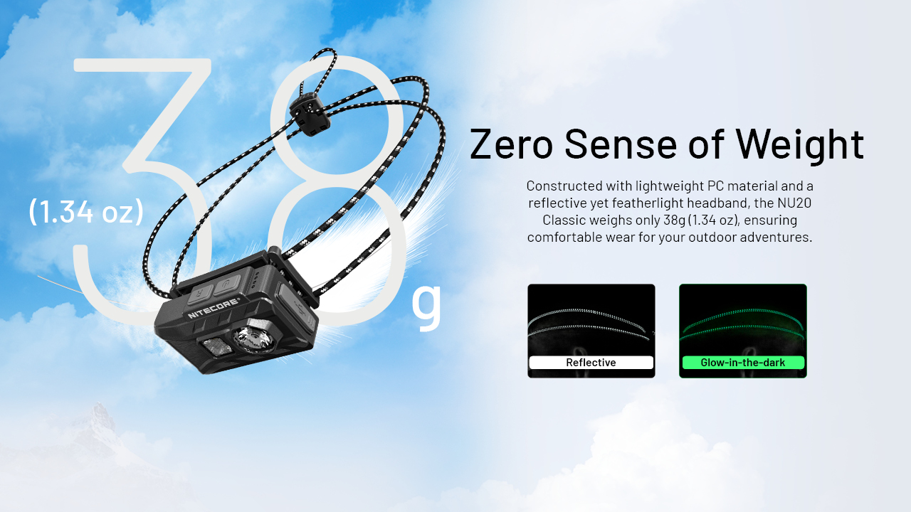 Nitecore NU20 Classic 360 lumen USB-C red white light High CRI trekking camping hiking ultra-light front torch