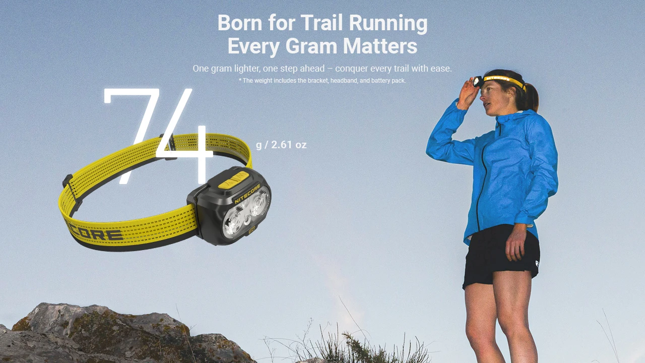 Lanterna frontal Nitecore UT27 800 lúmenes luz LED trail running trekking outdoor iluminação cabeça leve recarregável USB-C CRI alto