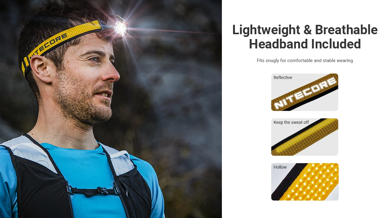 Lanterna frontal Nitecore UT27 800 lúmenes luz LED trail running trekking outdoor iluminação cabeça leve recarregável USB-C CRI alto