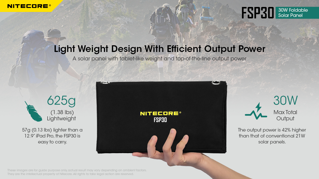Nitecore FSP30 3 Painel solar dobrável Nitecore FSP30 de 30W para outdoor, trekking e campismo