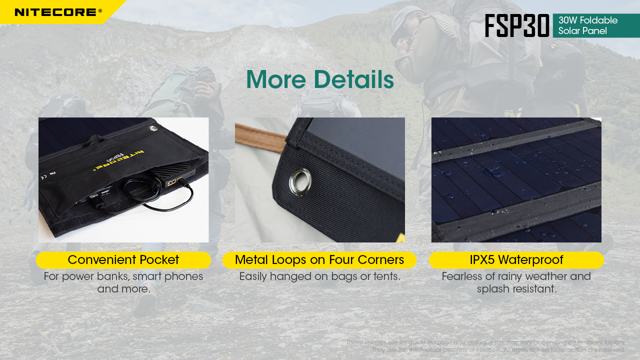 Nitecore FSP30 8 Painel solar dobrável Nitecore FSP30 de 30W para outdoor, trekking e campismo