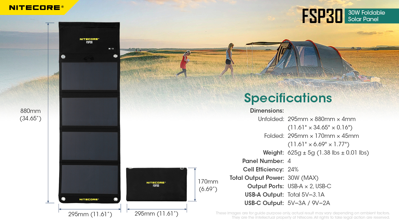 Nitecore FSP30 9 Painel solar dobrável Nitecore FSP30 de 30W para outdoor, trekking e campismo
