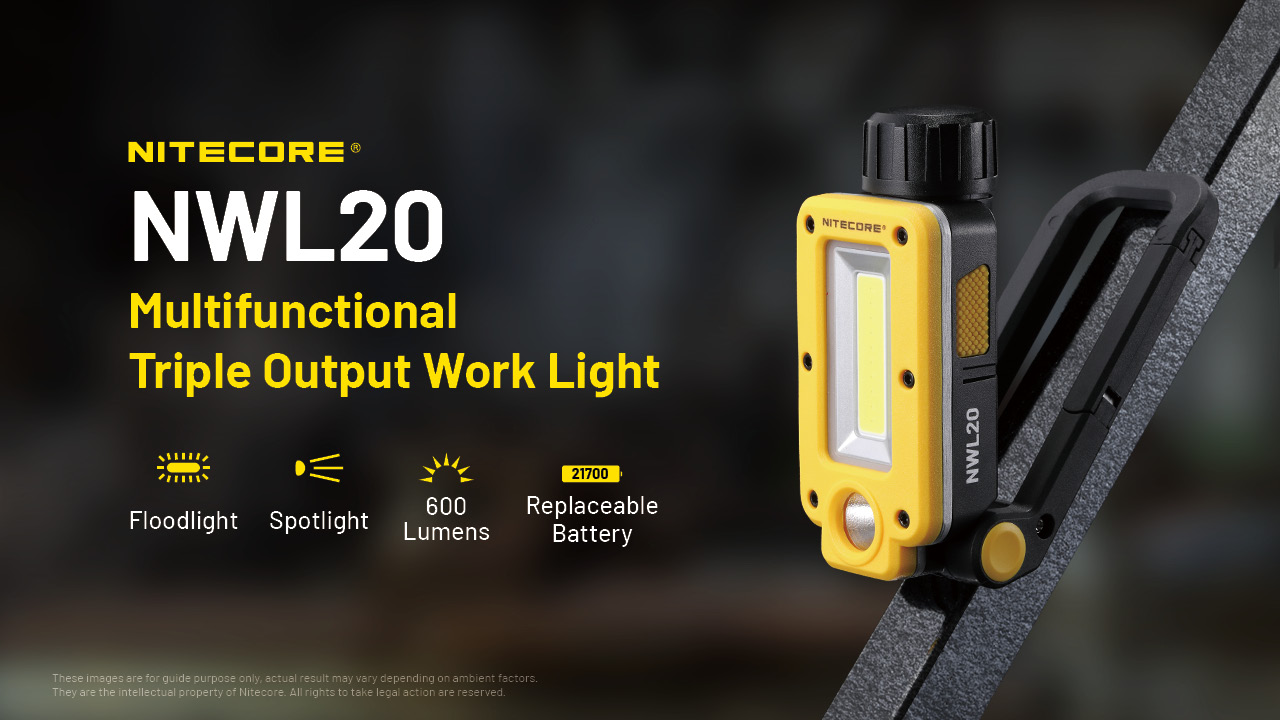 Nitecore NWL20 1 Nitecore NWL20 lanterna multifunções recarregável com luz COB, foco LED, luz vermelha, base magnética e bateria de 5000mAh para campismo e atividades outdoor