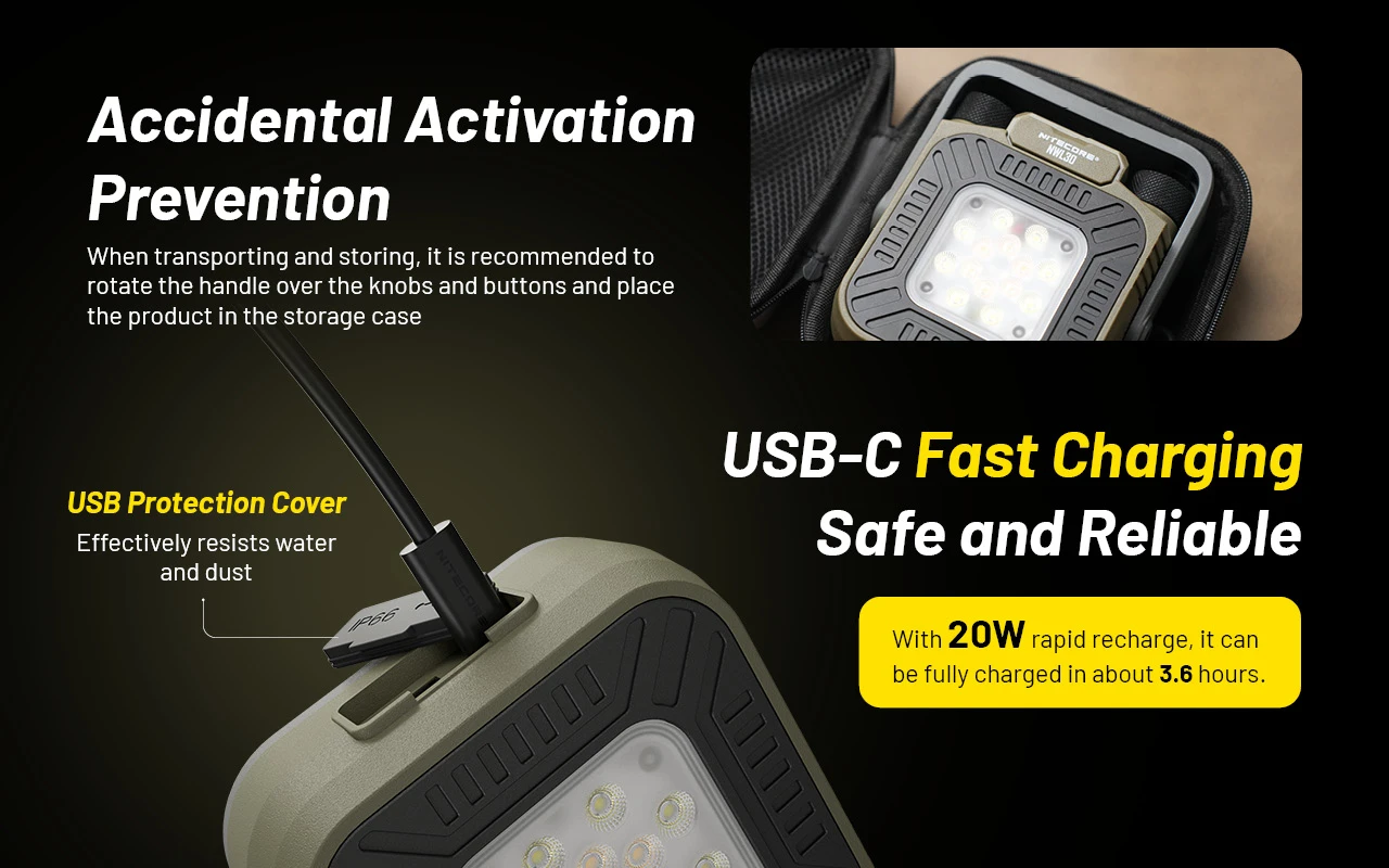 Nitecore NWL30 12 Lanterna multifunções Nitecore NWL30 para campismo e outdoor com 3000 lúmenes, powerbank integrada e repelente de mosquitos