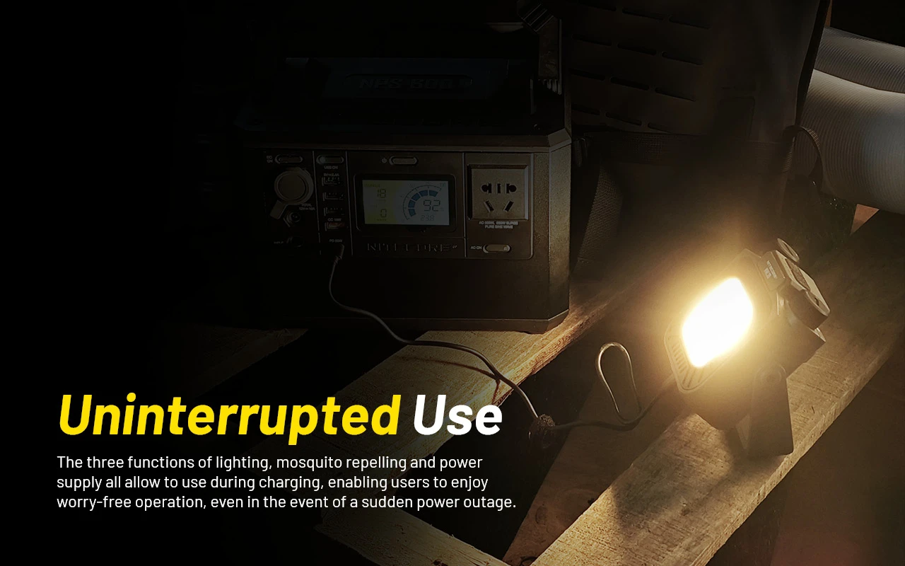 Nitecore NWL30 13 Lanterna multifunções Nitecore NWL30 para campismo e outdoor com 3000 lúmenes, powerbank integrada e repelente de mosquitos