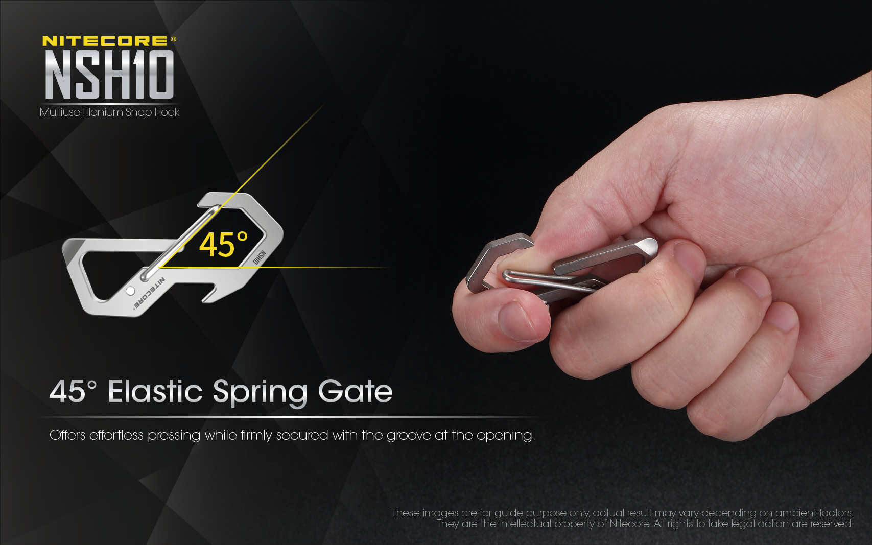 Nitecore NSH10 4 Nitecore NSH10 clip multifunções em titânio TC4 para chaves, lanternas e acessórios EDC