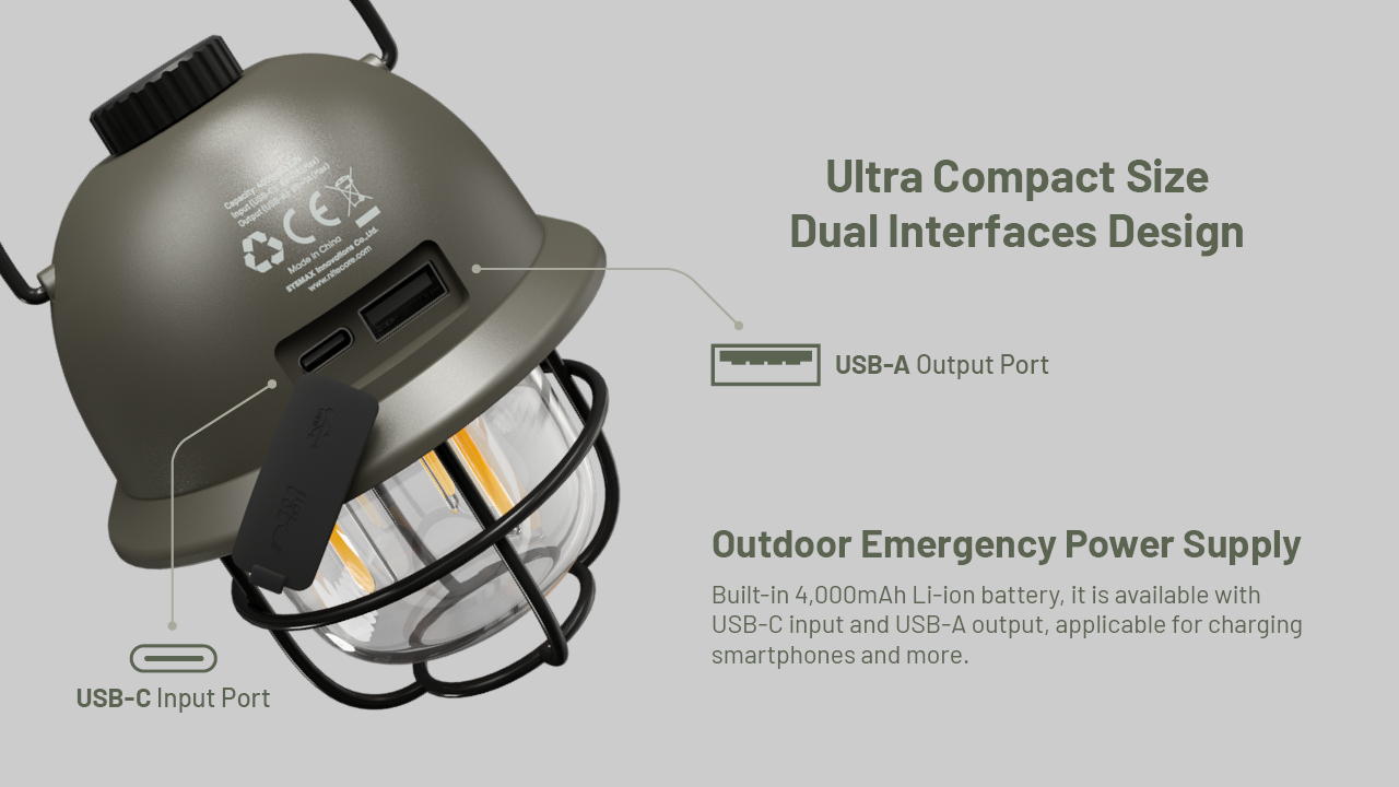 Nitecore LR40 5 Lanterna Nitecore LR40 suspensa numa tenda de campismo com iluminação LED ambiente
