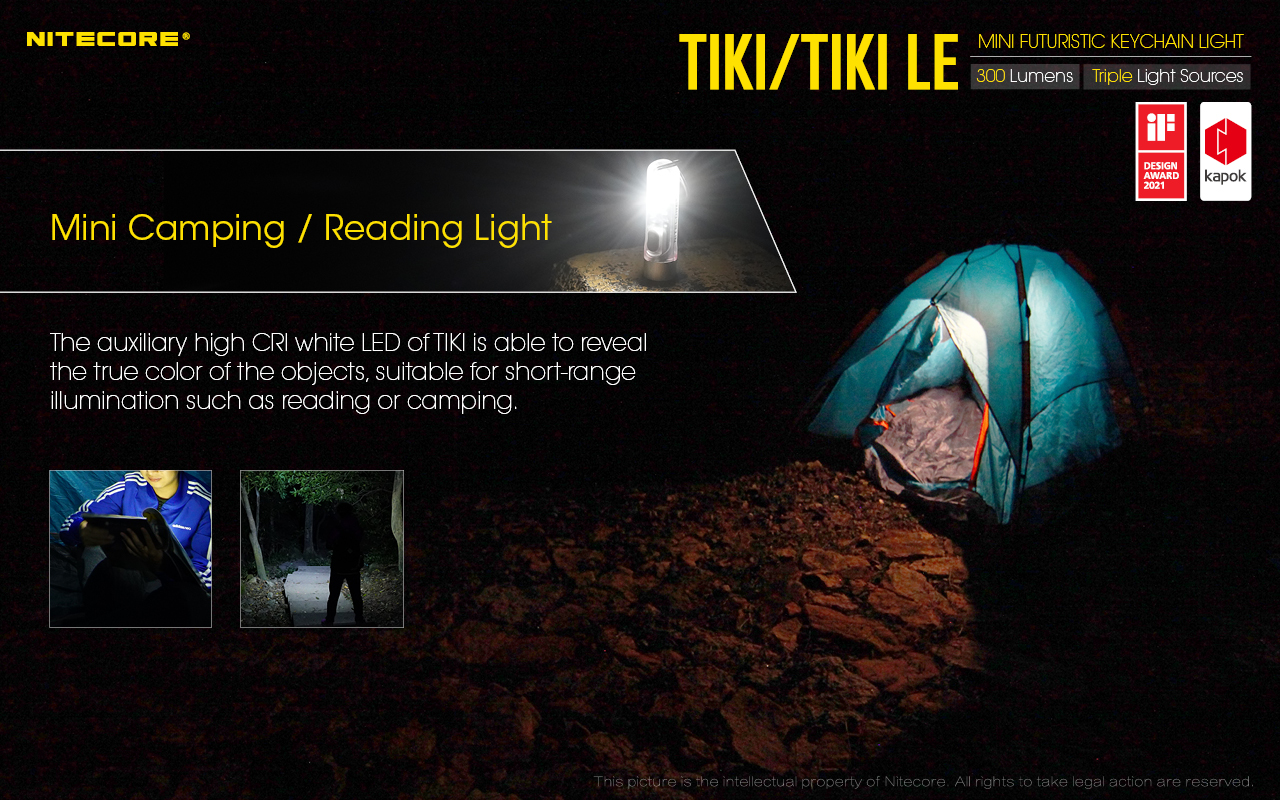 Nitecore TIKI 7 Lanterna de porta-chaves Nitecore TIKI e TIKI LE com até 300 lúmenes, carregamento USB-C e LEDs auxiliares para campismo, caminhadas e atividades outdoor