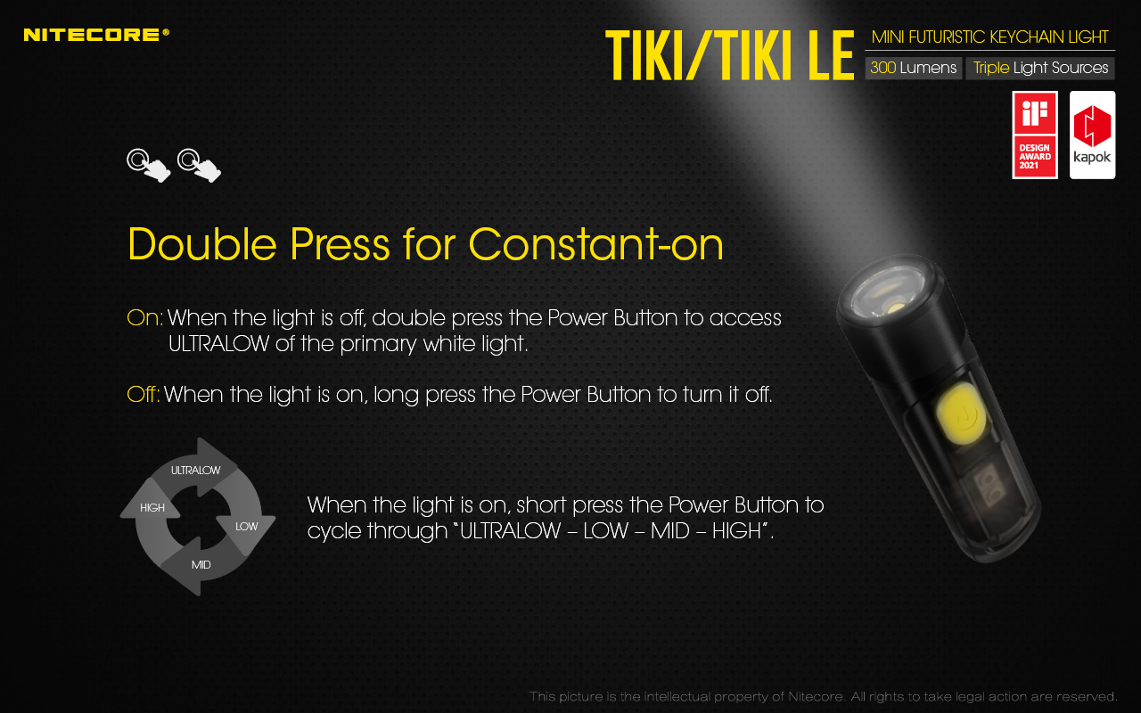 Nitecore TIKI 13 Lanterna de porta-chaves Nitecore TIKI e TIKI LE com até 300 lúmenes, carregamento USB-C e LEDs auxiliares para campismo, caminhadas e atividades outdoor