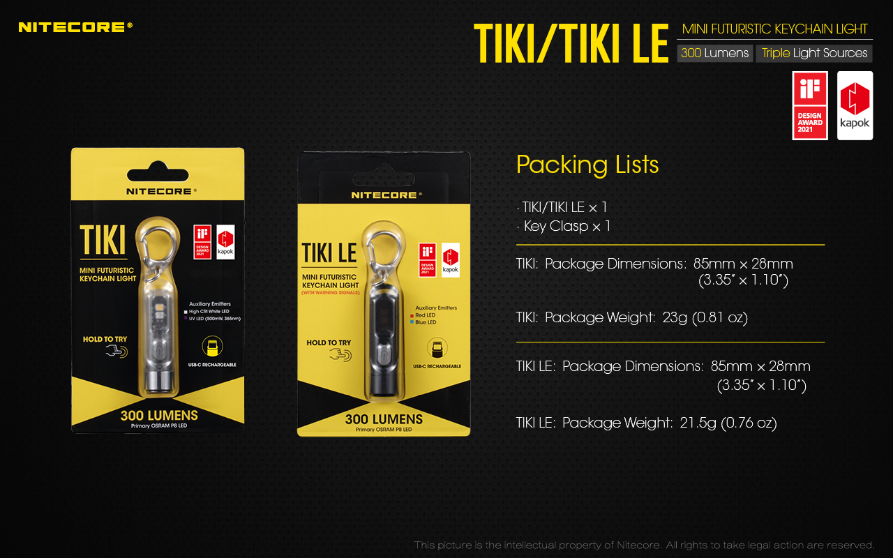 Nitecore TIKI 25 Lanterna de porta-chaves Nitecore TIKI e TIKI LE com até 300 lúmenes, carregamento USB-C e LEDs auxiliares para campismo, caminhadas e atividades outdoor