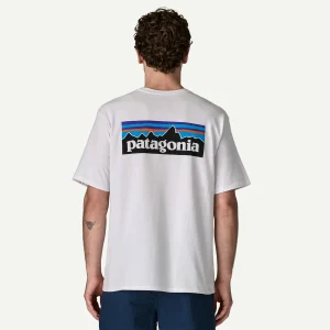 Patagonia P-6 Logo Responsibili-Tee sustainable t-shirt in recycled cotton and recycled polyester for outdoor activities and everyday use